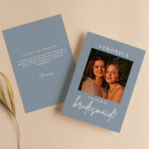 Dusty Blue Photo Bridesmaid Tarjeta de propuesta m