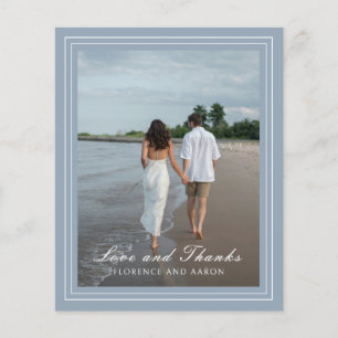 Dusty Blue Photo Budget Boda Gracias Tarjeta