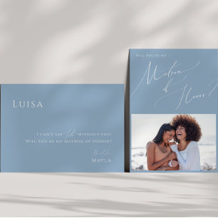 Dusty Blue Photo Matron de la tarjeta de propuesta