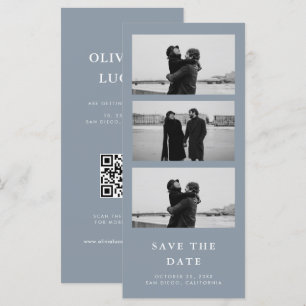 Dusty Blue Photo Strip Boda de código QR