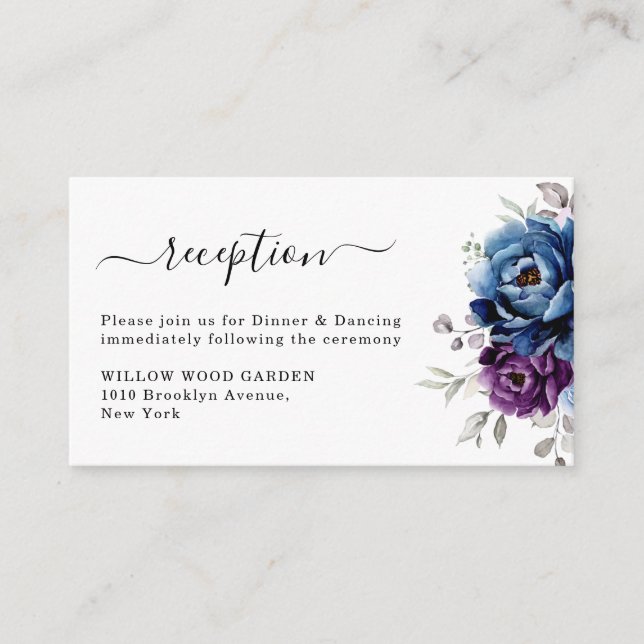 Dusty Blue Purple Lilac Blooms Boda Recepción (Anverso)
