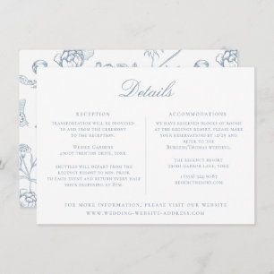 Dusty Blue Regency Floral Boda Tarjeta de detalles