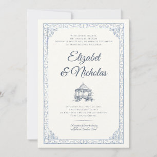 Dusty Blue Rococo Garden Invitación a la boda
