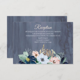 Dusty Blue Rosa Gold Watercolor Tarjeta de recepci