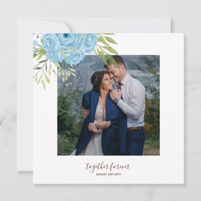 Dusty Blue Rosas Boda de Newly Weds (Anverso)