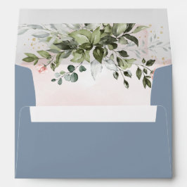 Dusty Blue Rubor Gold Greenery Suculento Boda