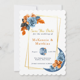 Dusty Blue & Rusty Peony Floral Guardar la tarjeta