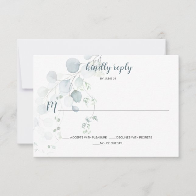 Dusty Blue & Sage Green Eucalyptus Botánico RSVP (Anverso)