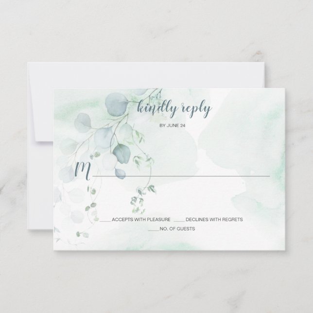 Dusty Blue & Sage Green Eucalyptus Botánico RSVP (Anverso)