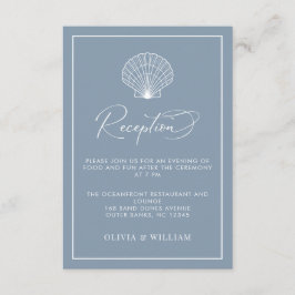 Dusty Blue Seashell Beach Wedding Recepción