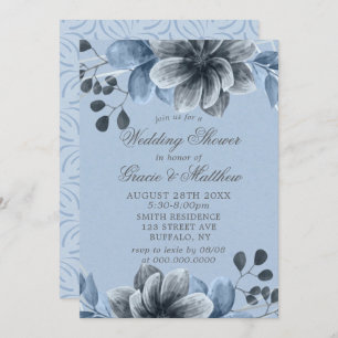 Dusty Blue Silver Floral Wedding Shower