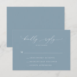 Dusty Blue Simple Elegant 1 Boda Tarjeta RSVP