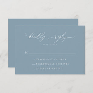 Dusty Blue Simple Elegant 1 Boda Tarjeta RSVP