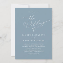 Dusty Blue Simple Elegant 1 Invitación a la boda