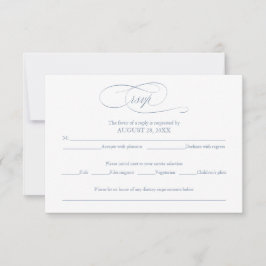 Dusty Blue Simple Elegant Wedding Tarjeta RSVP