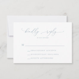 Dusty Blue Simple Elegant Wedding Tarjeta RSVP