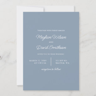Dusty Blue Simple Elegante Boda Moderno Invitación