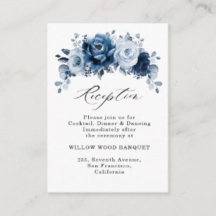 Dusty Blue Slate Navy Floral Wedding Recepcion