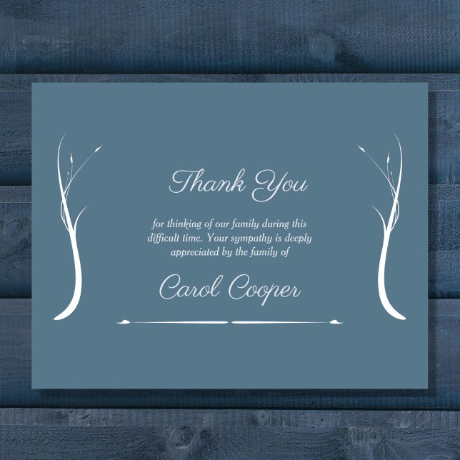 Dusty Blue Sober Funeral Gracias Tarjeta De Nota (Dusty Blue Sober Funeral Thank You Note Card)