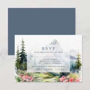 Dusty Blue Spring Mountains Boda Tarjeta RSVP