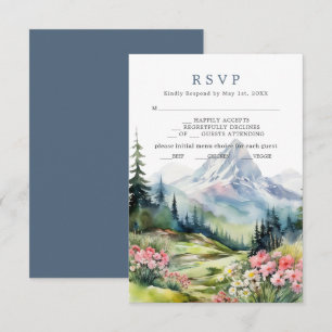 Dusty Blue Spring Mountains Boda Tarjeta RSVP