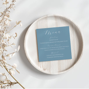 Dusty Blue Spring Wedding Menu Card