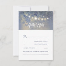 Dusty Blue Summer Night Rustic Wedtic Wedding RSVP