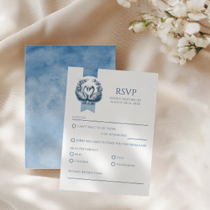 Dusty Blue Swan Wedan Tarjeta RSVP