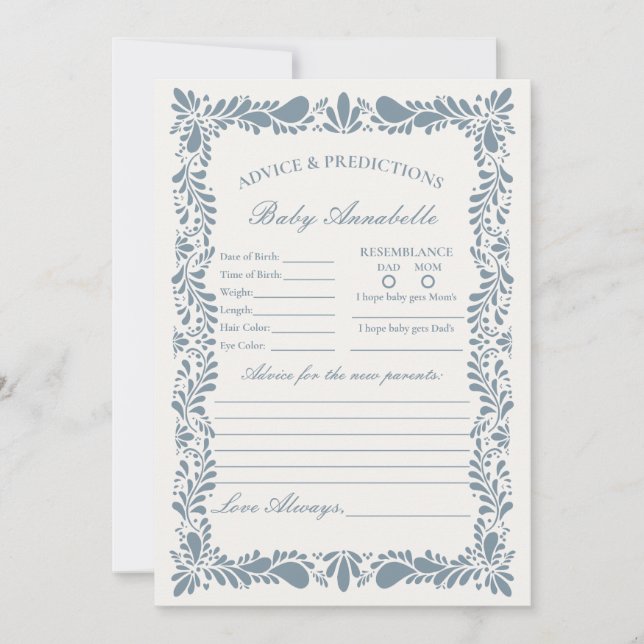 Dusty Blue Talavera Tile Advance para tarjeta de b (Anverso)