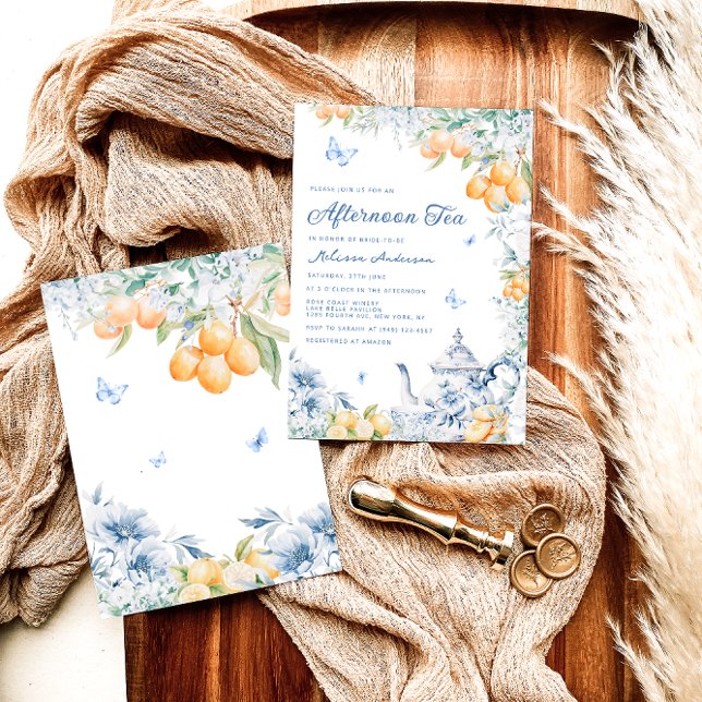 Dusty Blue Tarso Tea Bridal Shower Invitación (Subido por el creador)
