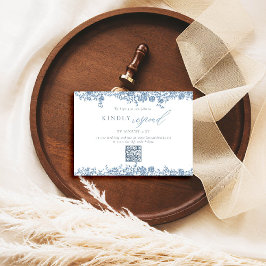 Dusty Blue Toile Rosas Elegante respuesta Boda QR