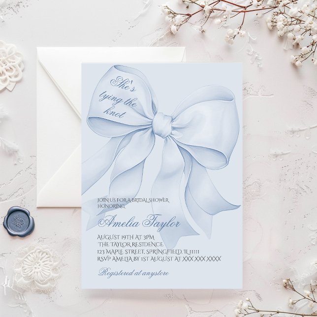 Dusty Blue Tying Knot Bridal Shower Invitación (Subido por el creador)