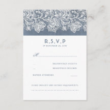 Dusty Blue Vintage Lace Wedding RSVP