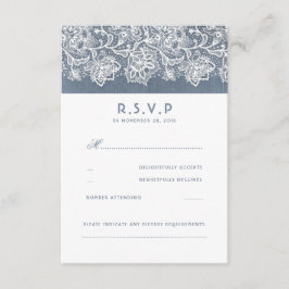 Dusty Blue Vintage Lace Wedding RSVP