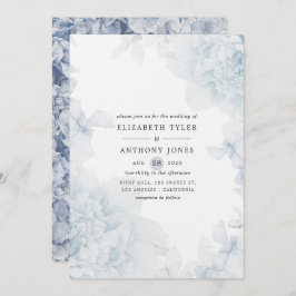 Dusty Blue Watercolor Floral Wedding Invitación