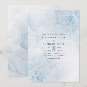 Dusty Blue Watercolor Floral Wedding Invitación