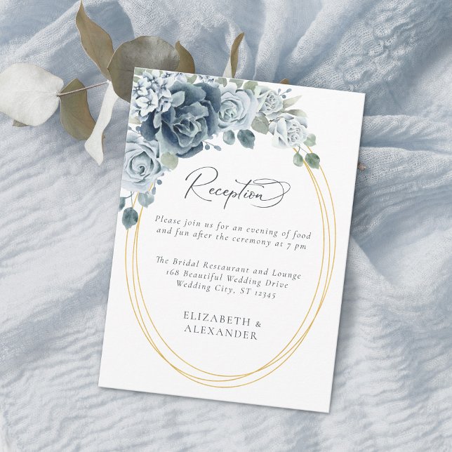 Dusty Blue Watercolor Floral Wedding Recepción (Subido por el creador)