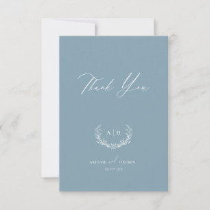 Dusty Blue Wedding Day Gracias tarjeta de nota pla