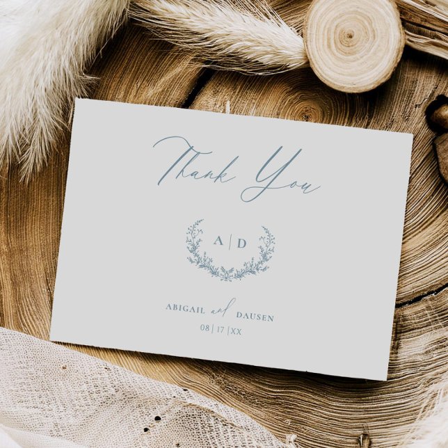 Dusty Blue Wedding Day Gracias tarjeta de nota pla (Subido por el creador)