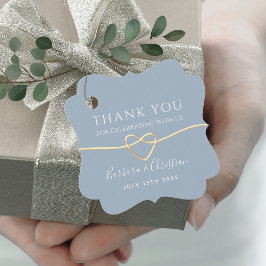 Dusty Blue Wedding Favor de Gracias Etiqueta