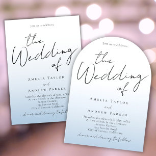 Dusty Blue Wedding Invitación Arco Foto Código QR