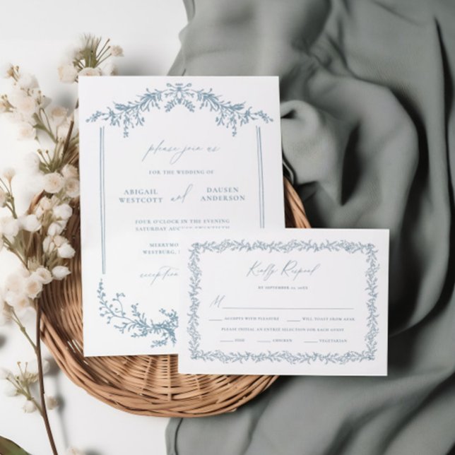 Dusty Blue Wedding Invitación RSVP Tarjeta de resp (Subido por el creador)