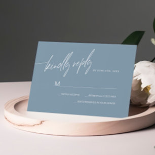 Dusty Blue Wedding Minimalista Tarjeta RSVP