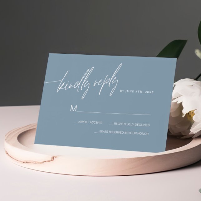 Dusty Blue Wedding Minimalista Tarjeta RSVP (Subido por el creador)
