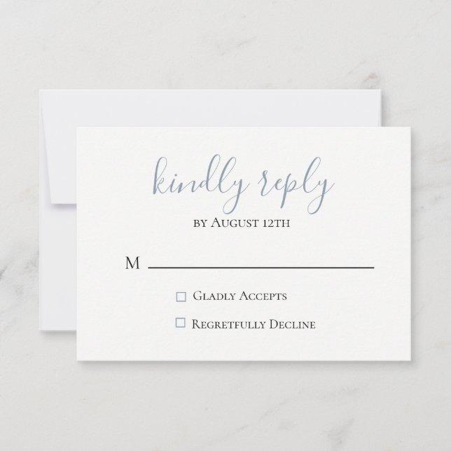 Dusty Blue Wedding RSVP Card (Anverso)