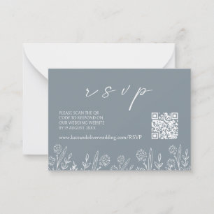 Dusty Blue Wedding RSVP Tarjeta de inclusión de