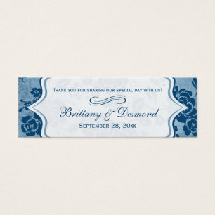 Dusty Blue, White Floral Damask Etiqueta Favor de 