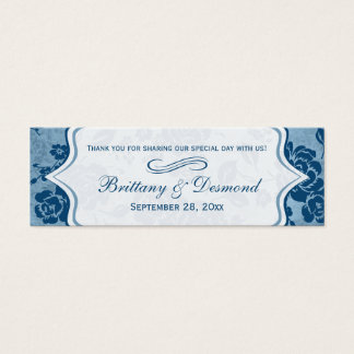 Dusty Blue, White Floral Damask Etiqueta Favor de