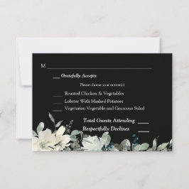 Dusty Blue & White Floral RSVP 3 Tarjeta de Comida