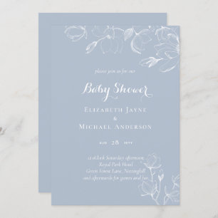 Dusty Blue White Magnolias Baby Shower